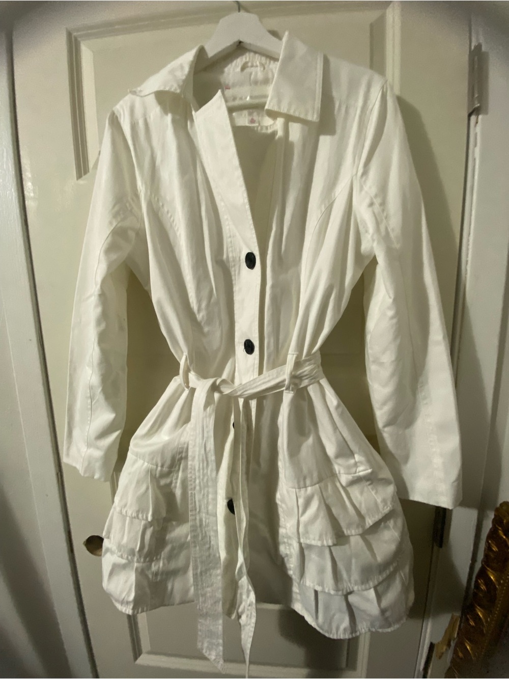 Vintage Xhilaration Short Ruffled Trench Coat Size XL Vintage Fit